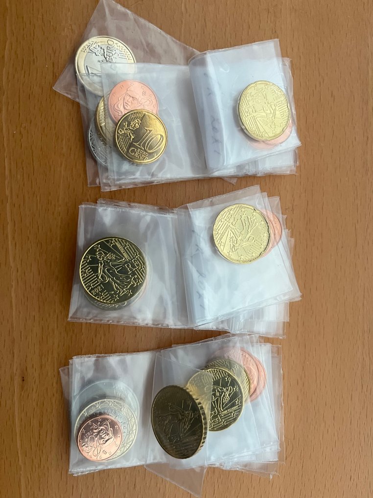 Ranska. Series 1 Cent - 2 Euro / Coin Roll 1999/2021 (9 items) (Ei pohjahintaa) #1.0