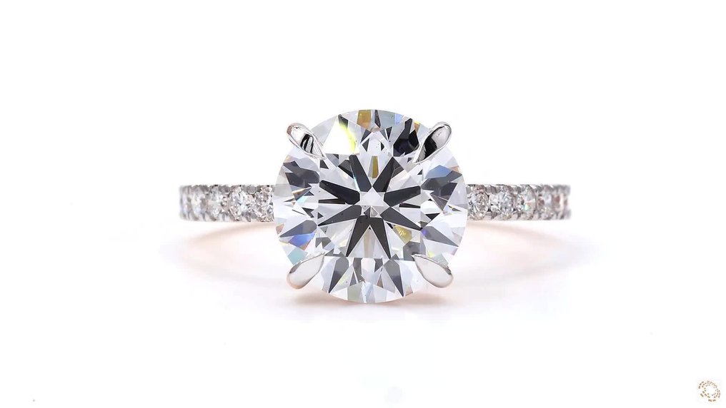 戒指 - 18K包金 玫瑰金 -  3.29ct. tw. 钻石 (实验室培育) - 钻石 - 无色 #1.0