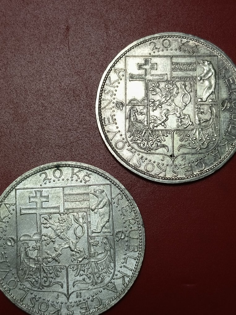 Csehszlovákia. 20 Korun 2x 1937 / President Masaryk  (Nincs minimálár) #1.0