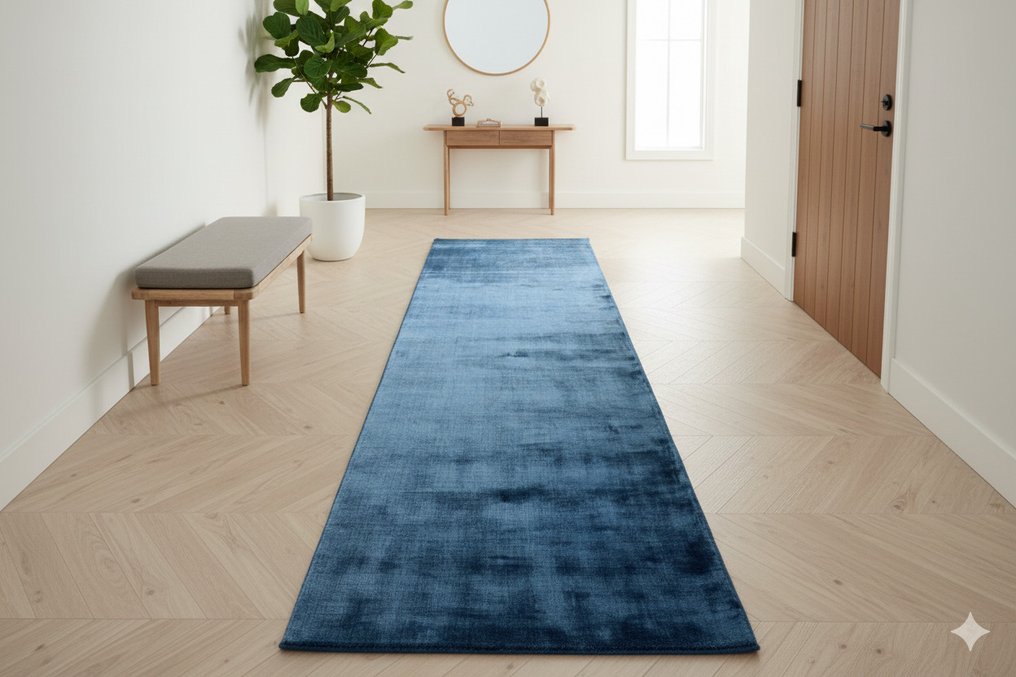 奢华蓝色Gabbeh - 長條地毯 - 300 cm - 83 cm - 未使用的，非常柔软的 #1.0