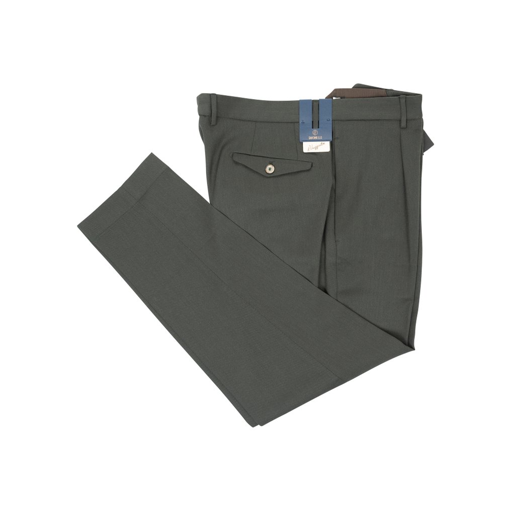 SANTANIELLO RRP 300€ Dress Pant Dark Green Wool Handmade in Italy - 48 IT - Trousers - New with tags #1.0