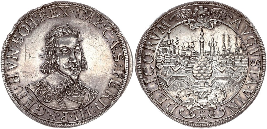 Tyskland, Augsburg. 1 Reichsthaler 1639 Mm. Johann Bartholomäus Holeisen. Stadtansicht #1.0