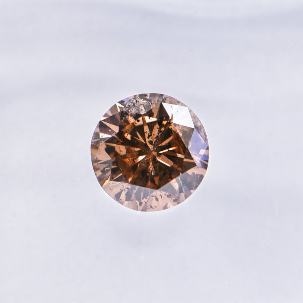 没有保留价 - 1 pcs 钻石 (天然色彩的) - 0.46 ct - 圆形 - Fancy deep 似橙色 棕色 - I1 内含一级 - 国际宝石研究院(IGI) #4.3