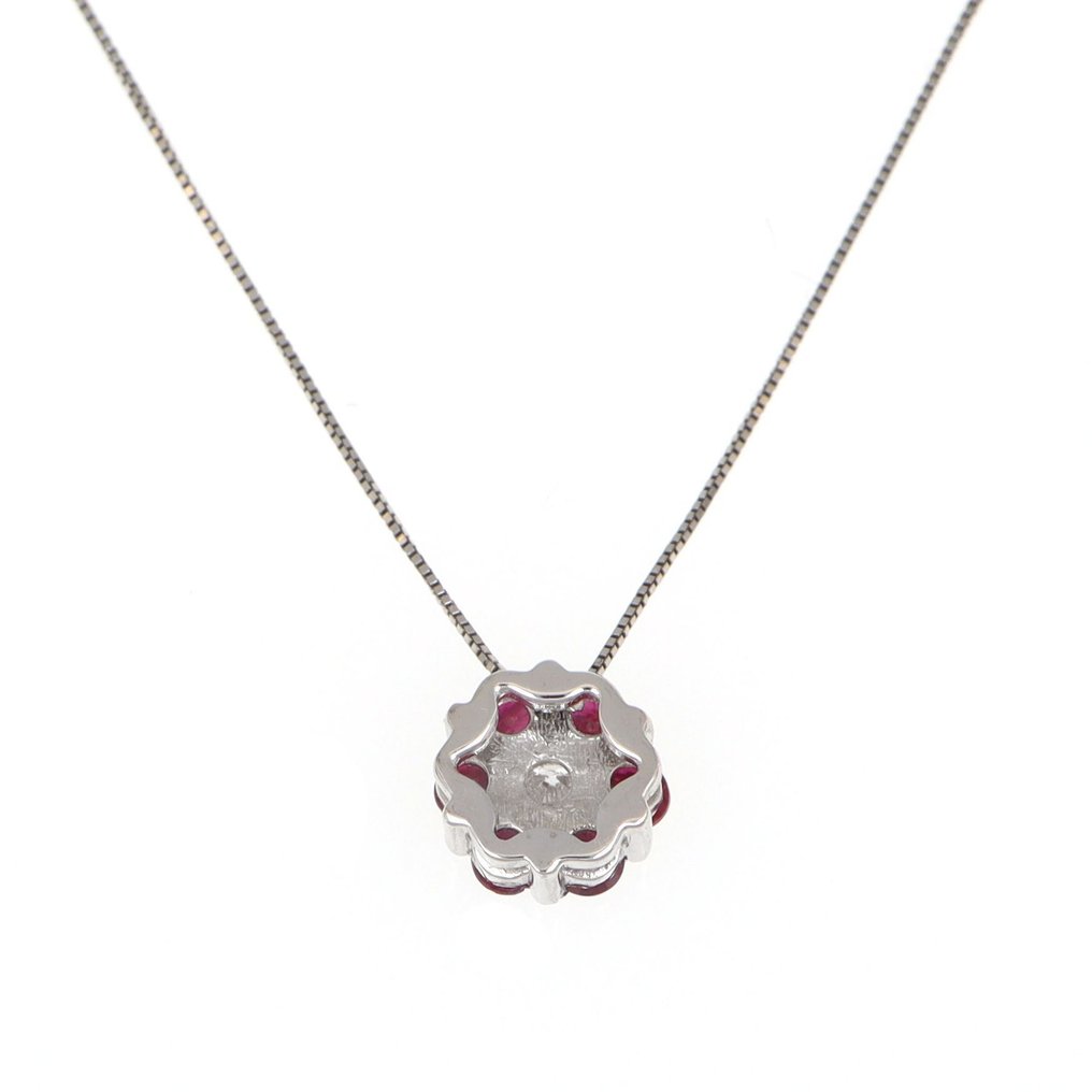 χωρίς τιμή ασφαλείας - Κολιέ με μενταγιόν - 18 καράτια Λευκός χρυσός Διαμάντι (Φυσικό) - Ρουμπίνι #4.3