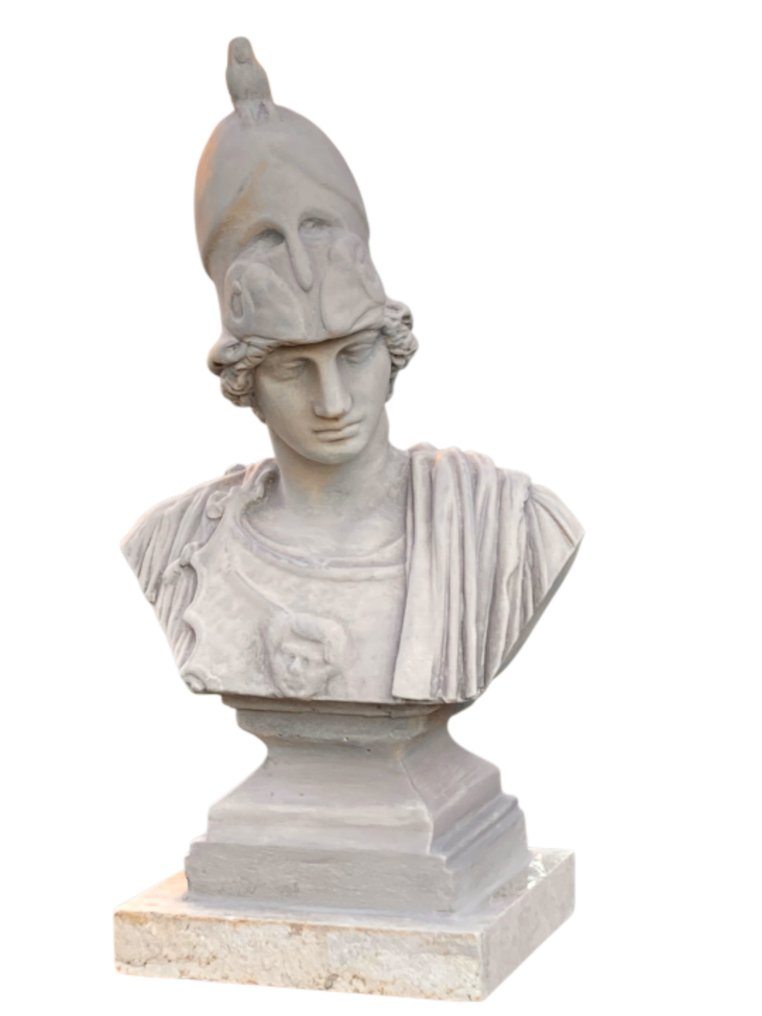 Scultura, Busto Atena - 40 cm - materiale marmorina di pietrificazione su base marmo perlato #3.2
