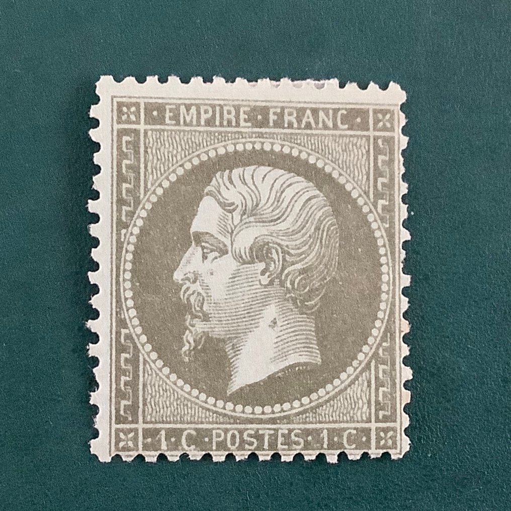 Frankrijk 1862 - 1 cent Empire Dentelez in nuance brons groen - Yvert 19a #1.0
