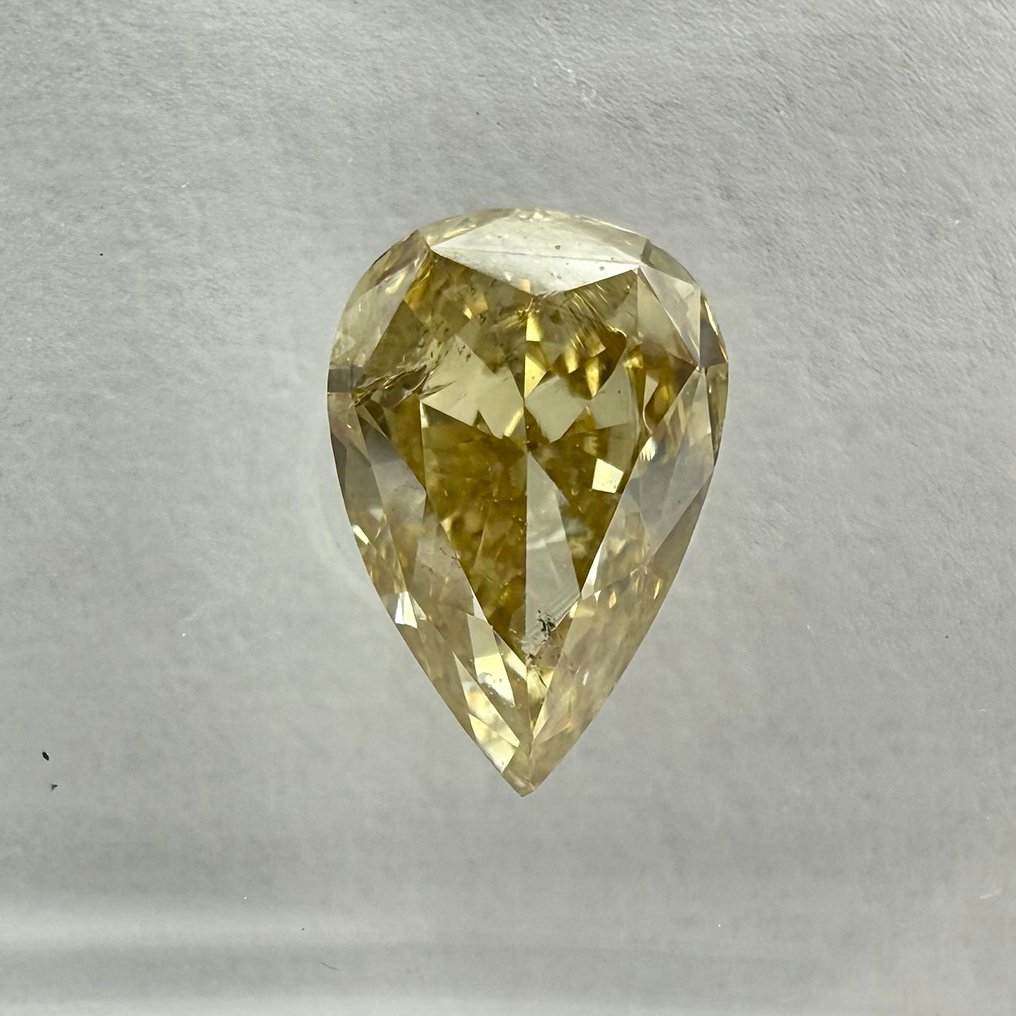 No reserve price - 1 pcs Diamond  (Natural coloured)  - 0.78 ct - Pear - Fancy Brownish Yellow - I1 - International Gemological Institute (IGI) #1.0