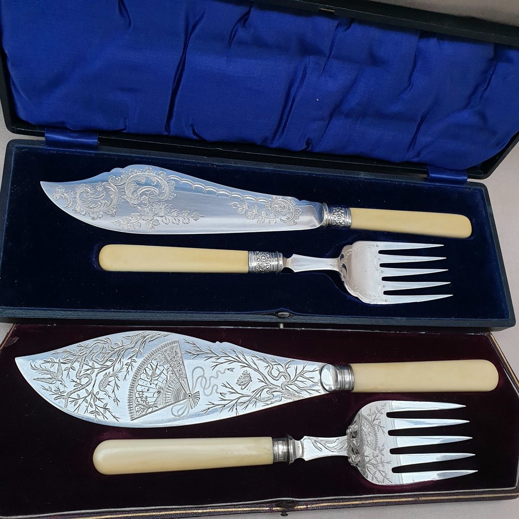 Allen & Darwin - Serveerset voor vis (2) - Verzilverd #1.0