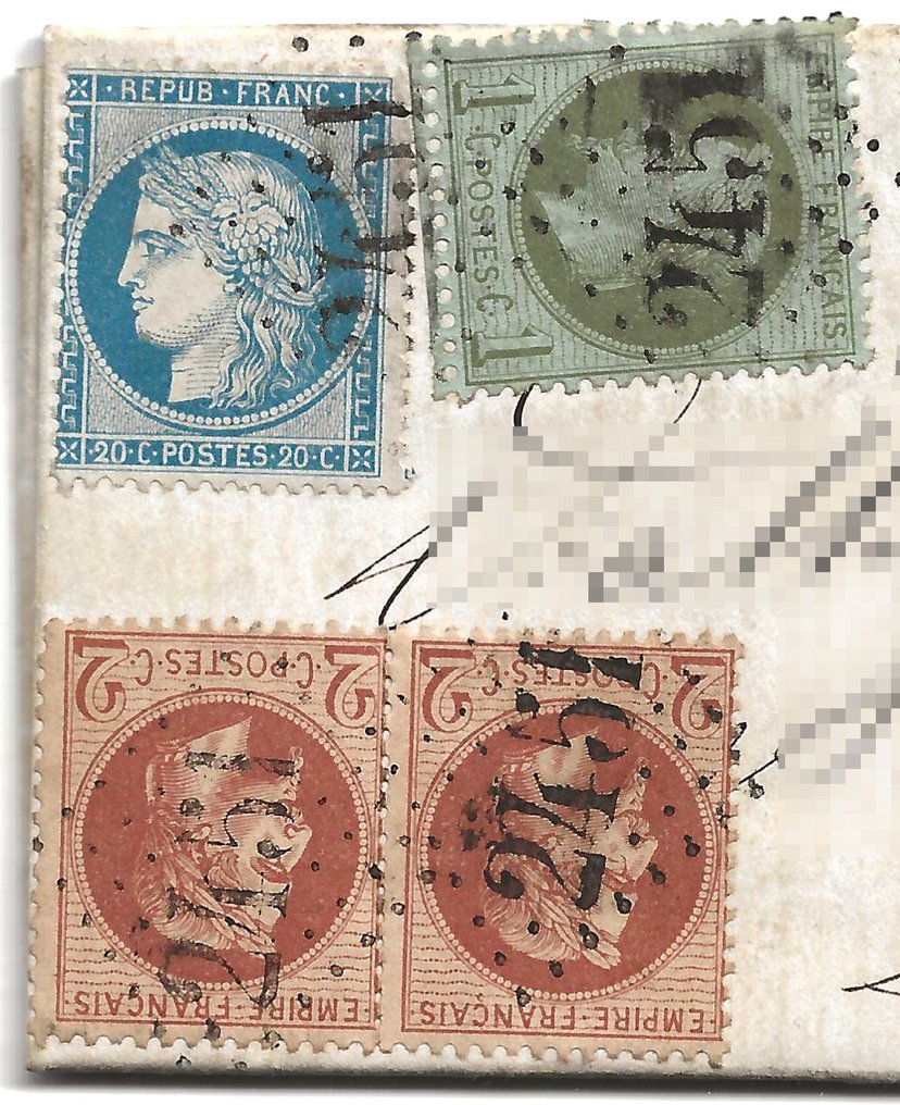 法国 1871 - 1871年9月6日信件，目录 Cérès 25、26、37 #1.0