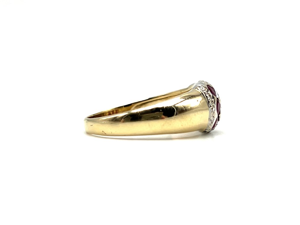 Ring - 18 kt. Yellow gold -  0.63ct. tw. Ruby - Diamond #1.0
