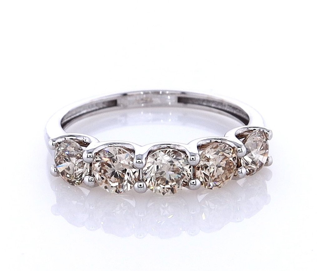 没有保留价 - 戒指 - 14K包金 白金 -  1.51ct. tw. 钻石 (天然色彩的) #1.0