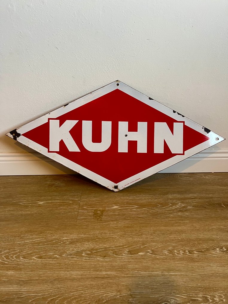 Emailerie Alsacienne - Σήμα KUHN - Εμαγιέ πινακίδα - Λευκό μέταλλο #1.0