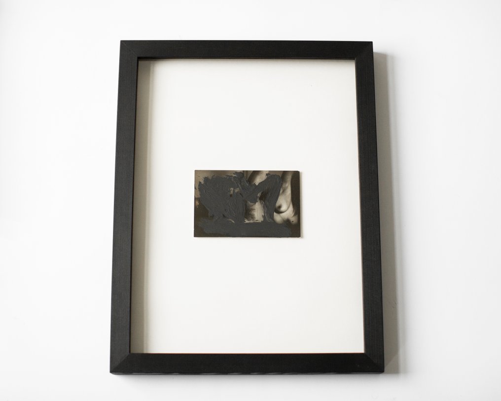 Ros Khavro - Abstract Painting on gelatin silver print - Mixed media, Signed, Framed #1.0