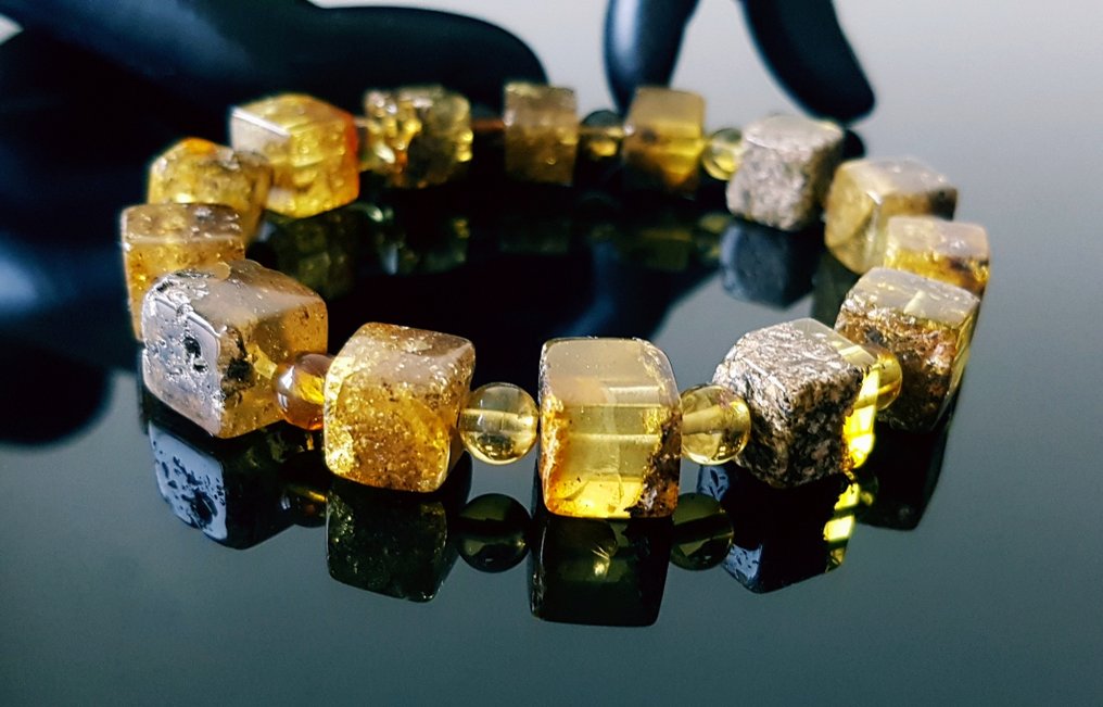 Κεχριμπάρι Σπάνιο παλαιωμένο φυσικό πράσινο Βαλτικό κεχριμπάρι ανδρικό και unisex βραχιόλι- 12 g #2.1