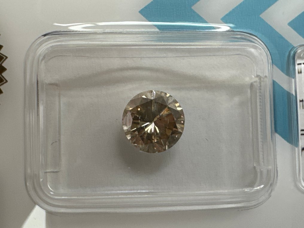 没有保留价 - 1 pcs 钻石  (天然色彩的)  - 1.26 ct - 圆形 - Fancy 黄色, 棕色 - I1 内含一级 - 国际宝石研究院（IGI） #1.0