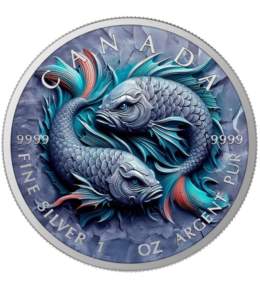 Canada. 5 Dollars 2025 Zodiac Fische - 1 Oz (.999) #1.0