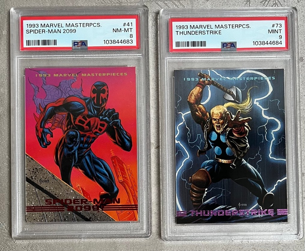 Marvel Masterpieces - Skybox 1993 - #41 Spider-Man 2099, #73 Thunderstrike - 2 Graded card - PSA 9 #2.1