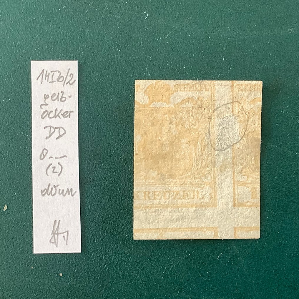 奥地利 1850 - 1 克罗伊策双鹰,反向压力和斯特拉科施的意见 - ANK 1HI b/2 #1.0