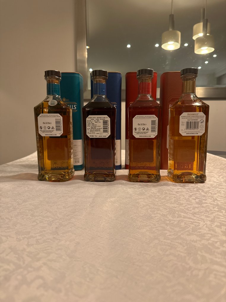 Bushmills - 10yo, 12yo Marsala Finish, 14yo Malaga Finish & 15 yo Bourbon Cask  - 70cl - 4 bottles #1.0