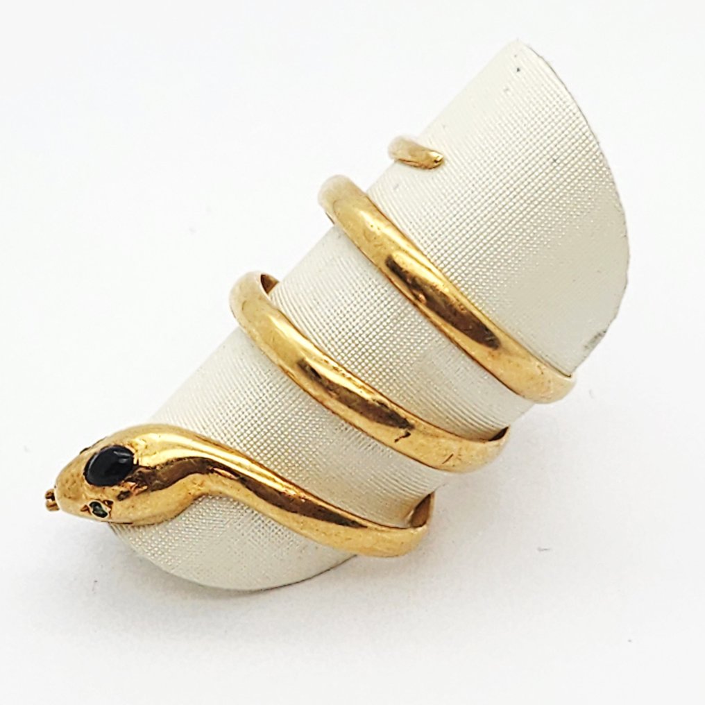 Ring - 18 kraat Gulguld - 0.02ct. tw. Smaragd - Onyx #1.0