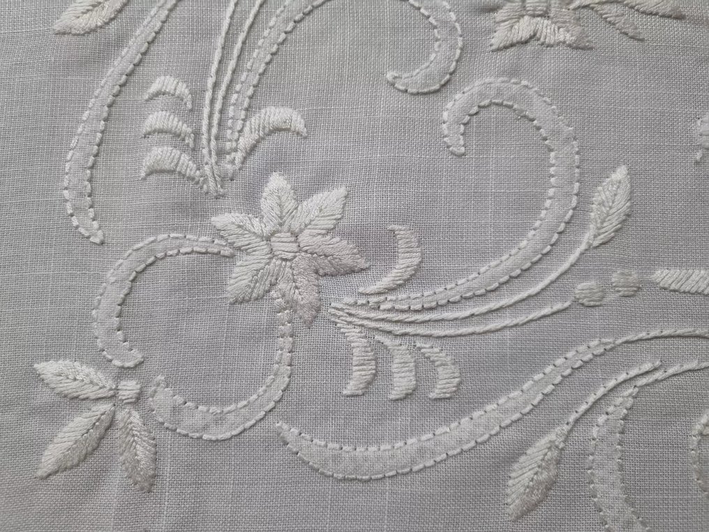 Tovaglia ricamata a mano in misto lino 12 posti tablecloth handmade - Tablecloth - 270 cm - 175 cm #3.2