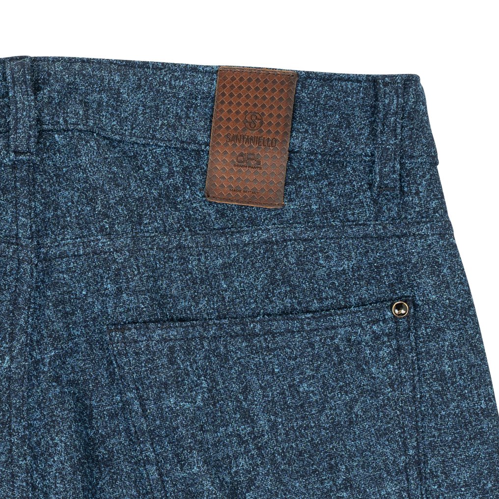 RRP 300€ SANTANIELLO Pant Blue Washed Wool Handmade in Italy - 48 IT - Calças - New with tags #3.2