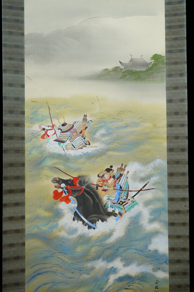 Absolute Auction – “Battle of Ujigawa” by Ito Uson – Showa Period – Hand-painted on Silk – With - Ito Uson (伊藤雨村) - 日本  (沒有保留價) #2.1