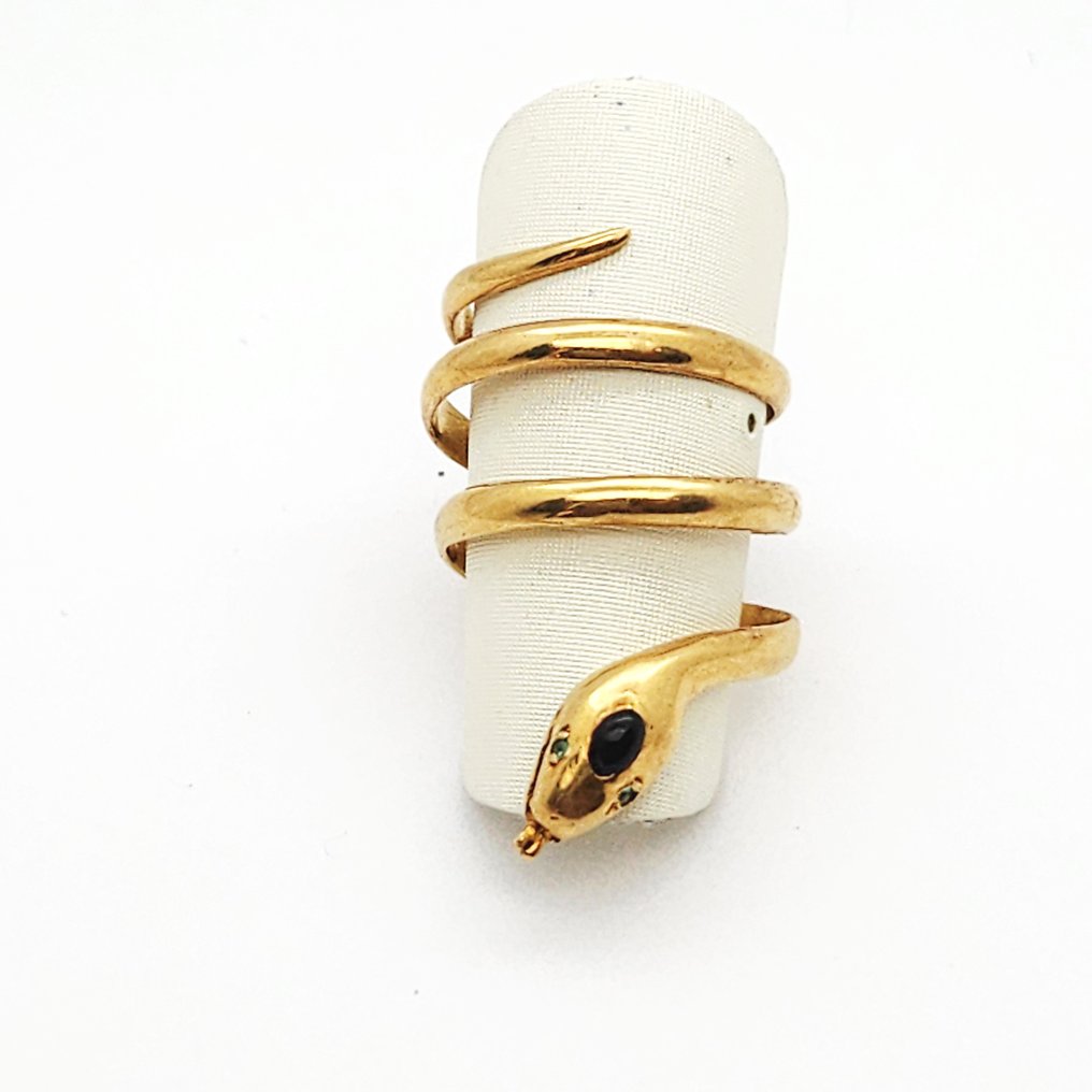 Ring - 18 kraat Gulguld - 0.02ct. tw. Smaragd - Onyx #2.1