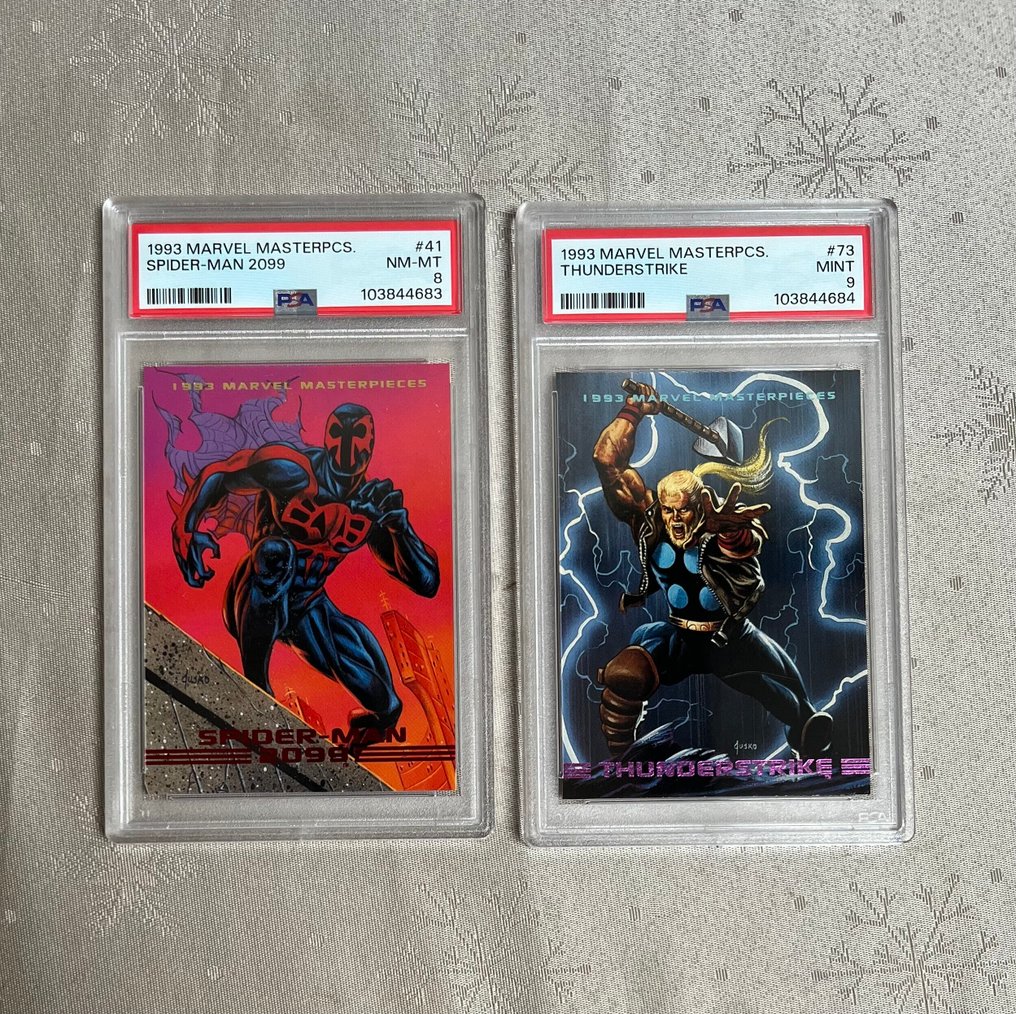 Marvel Masterpieces - Skybox 1993 - #41 Spider-Man 2099, #73 Thunderstrike - 2 Graded card - PSA 9 #1.0