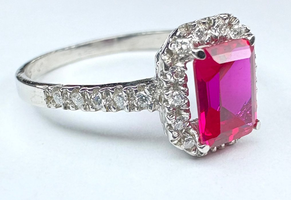 No Reserve Price - Ring - 18 kt. White gold Ruby - Diamond - WITHOUT RESERVE #4.3