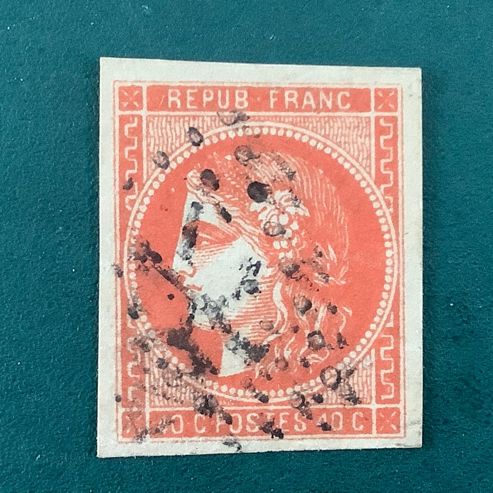 Γαλλία 1870 - 40 λεπτά Bordeaux με φωτοπιστοποιητικό Balasse. - Yvert 48 #1.0