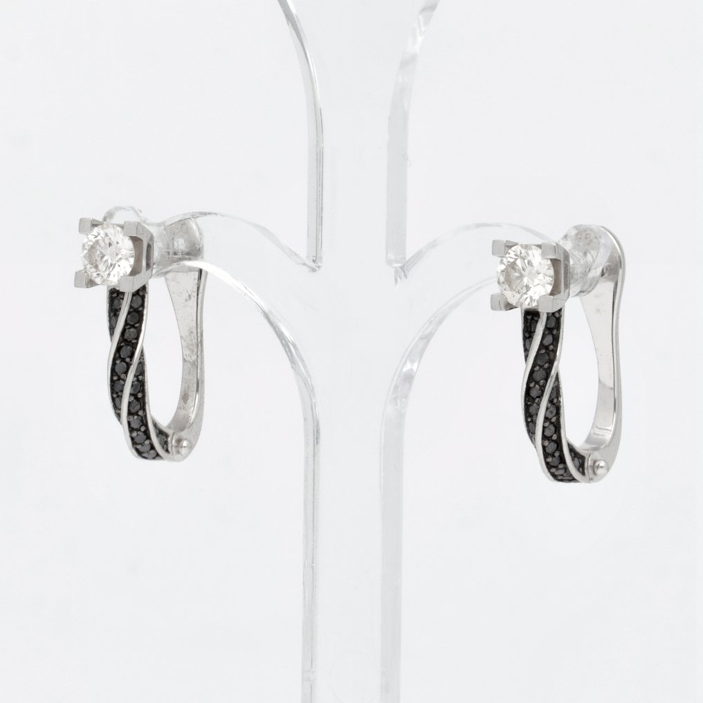 Σκουλαρίκια - 18 καράτια Λευκός χρυσός Διαμάντι (Φυσικό) #1.0