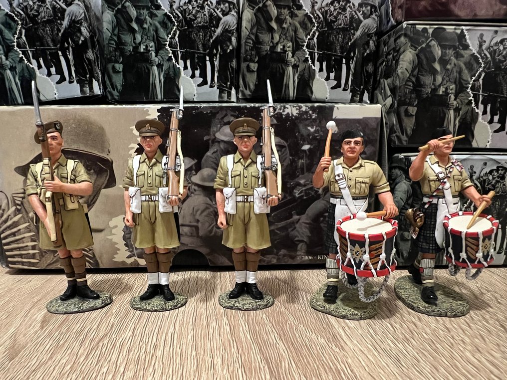 King & Country - Speelgoedsoldaatje Retired - 8th Army - 5 soldiers - EA026E, EA026F, EA033, EA039 x2 - 1940-1950 - China #1.0