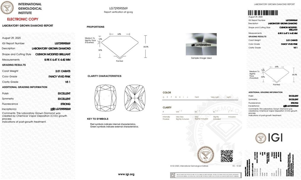 Ring - 18 kraat Hvidguld - 2.46ct. tw. Lyserød Diamant (Laboratoriedyrket diamant i fancy farver) - Diamant #2.1