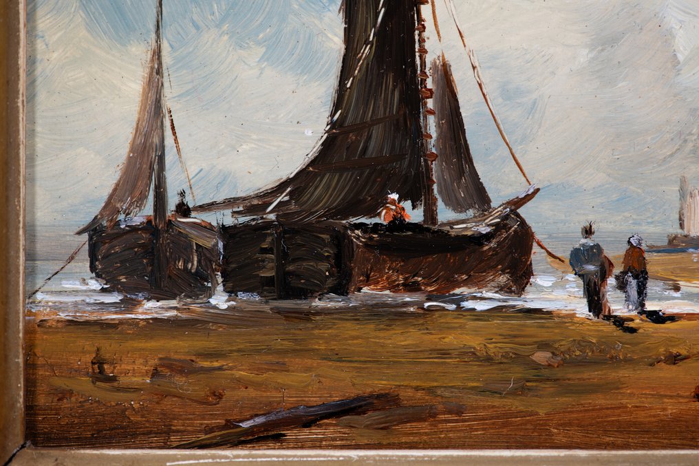 Hollandse School (XIX-XX) - Platbodems op het Strand (NO RESERVE) #3.2