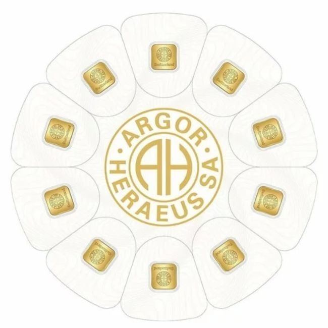 10 gramas - Ouro - 10 x 1g Argor-Heraeus GoldSeed Bars New (In Assay) - Selado e com certificado #2.1