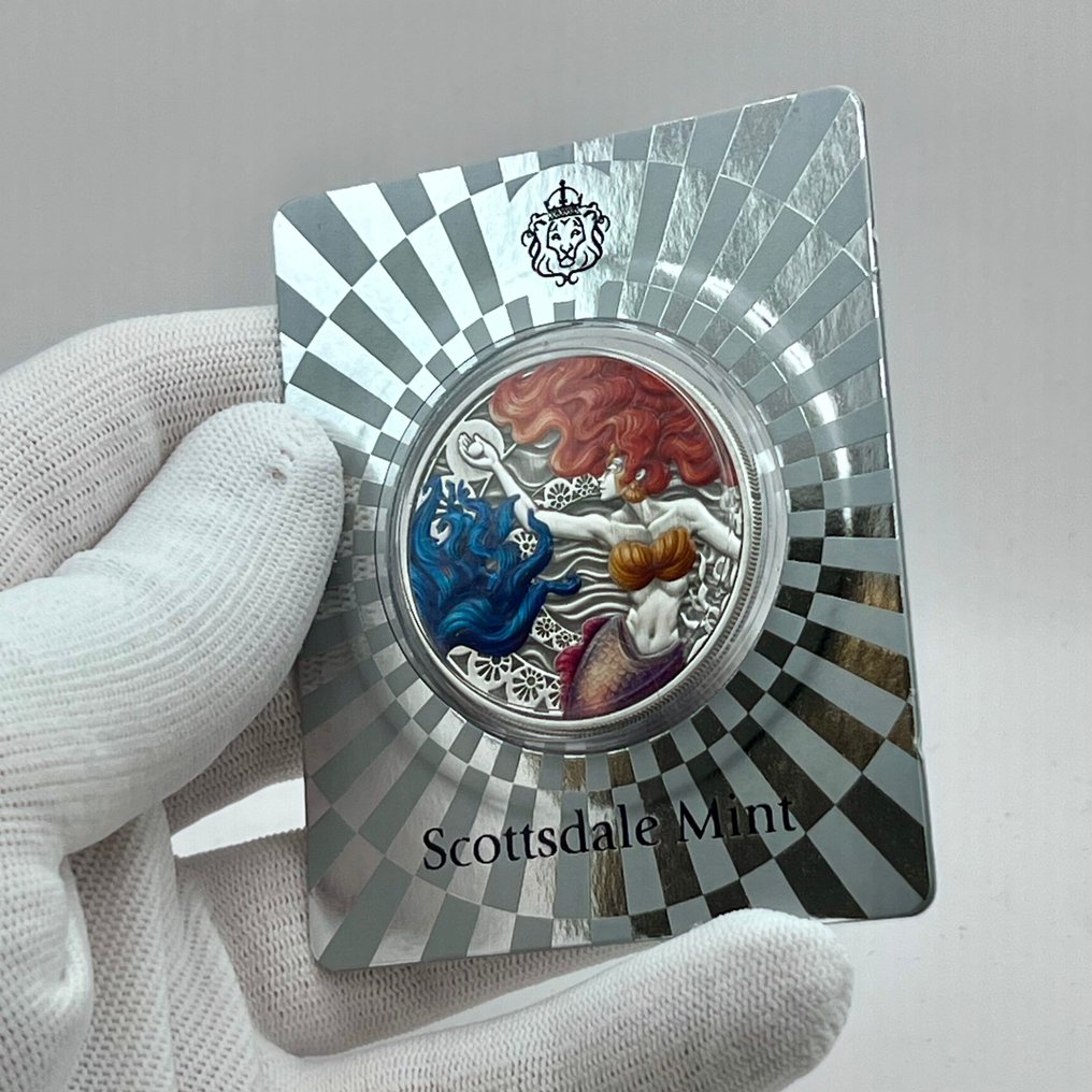 Samoa. 2 Tala 2025 – Mermaid & Pearl – 1 oz Silver Coin – .999 Fine Silver – Antique Finish & Colorized Edition #2.1