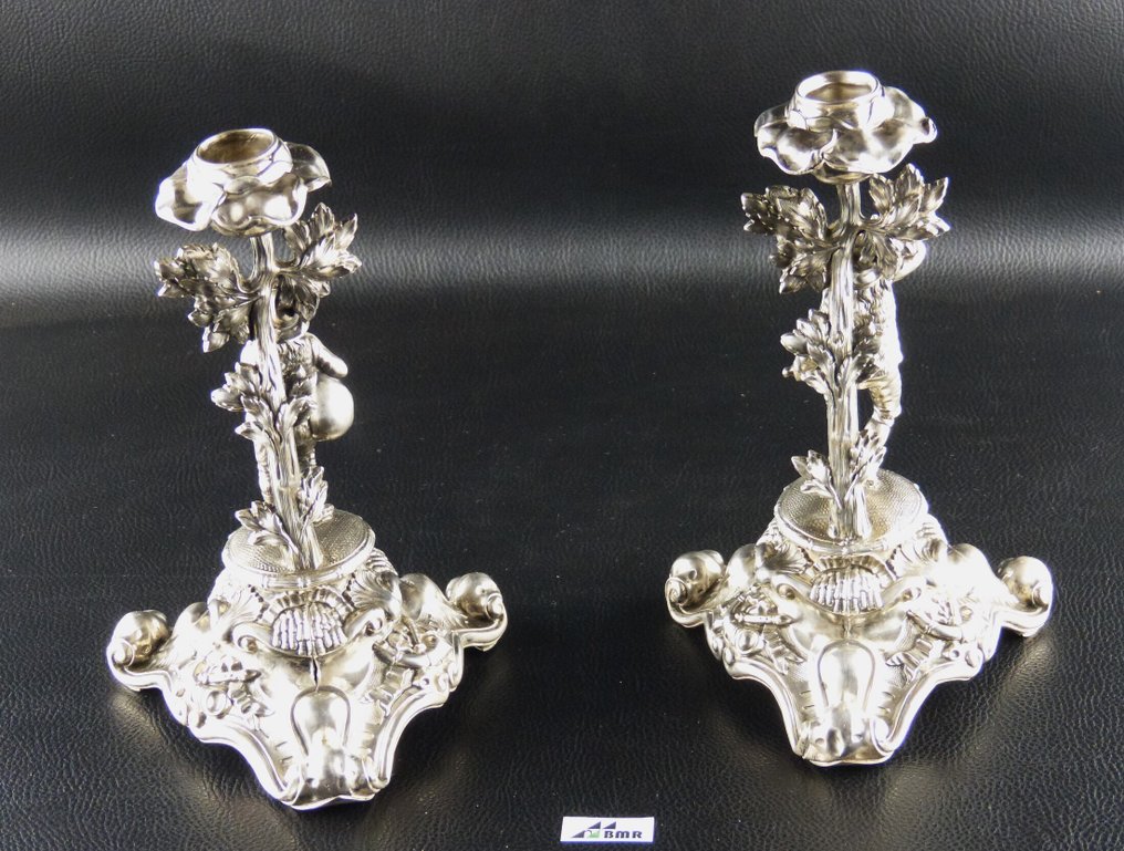 Κηροπήγιο Chamberstick Μονόχειρα, άδειο - με μικρογραφία αγοριού. (2) - .900 silver #1.0