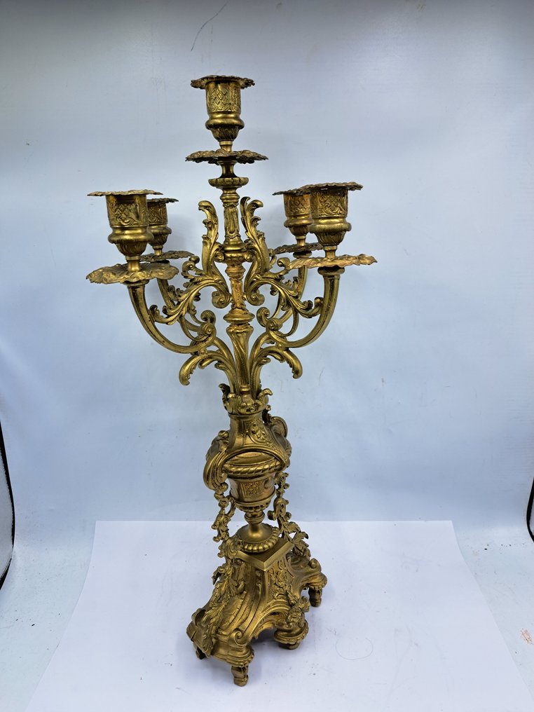Candelabrum Five points - Gilt bronze - Bronze candelabrum 3.4 kg #3.2