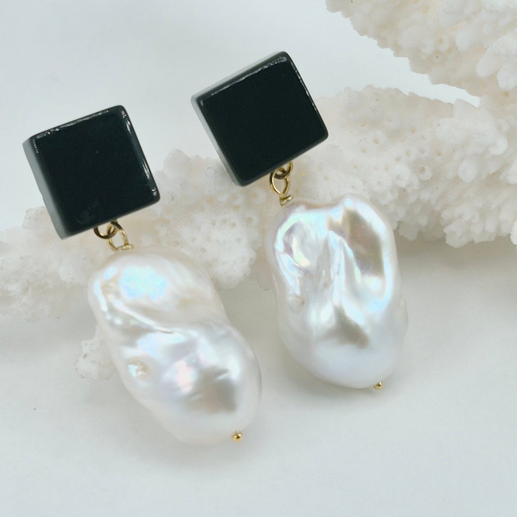 珍珠 - 銀, 鍍金 - 耳環 - PEFLE BAROCCHE ED ONICE #1.0