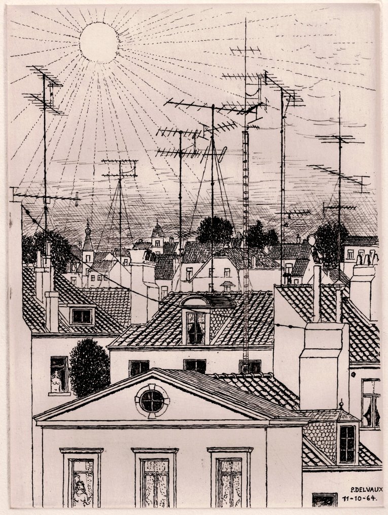 Paul Delvaux (1897 -1994) - The Roofs of Bussels - 1964 #4.3
