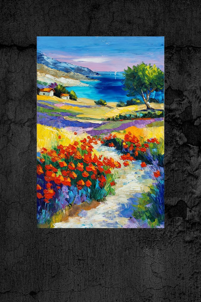 NOLAC - NOLAC - "Chemin Corse" (60x40 cm) - Huile Couteau - L'Île de Beauté et ses Lumières #4.3