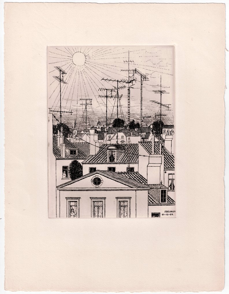 Paul Delvaux (1897 -1994) - The Roofs of Bussels - 1964 #1.0
