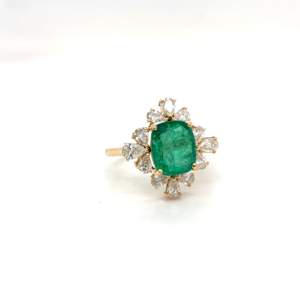 Gyűrű - 18 kt. Sárga arany Smaragd - Gyémánt #4.3