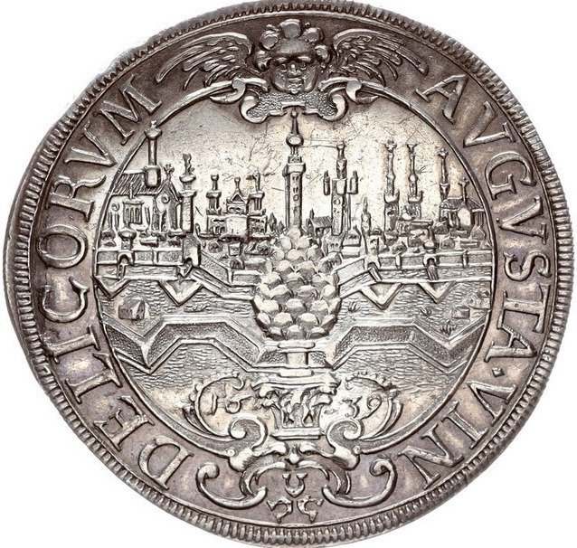 Tyskland, Augsburg. 1 Reichsthaler 1639 Mm. Johann Bartholomäus Holeisen. Stadtansicht #1.0