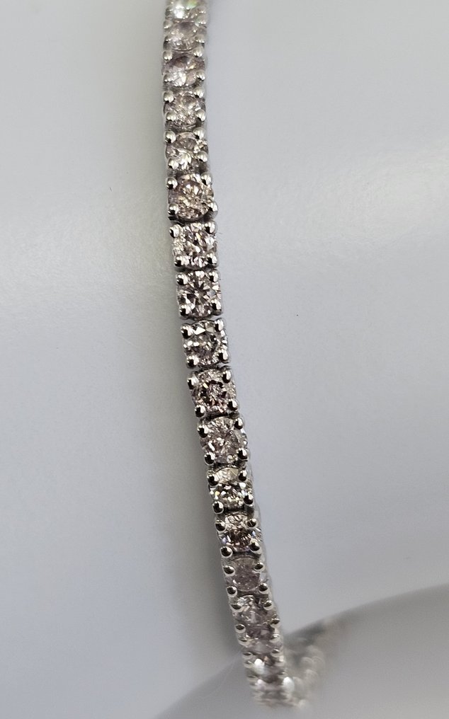 没有保留价 - 手镯 - 14K包金 白金 -  2.50ct. tw. 钻石 (天然) - 钻石 - 浅粉色 #4.3