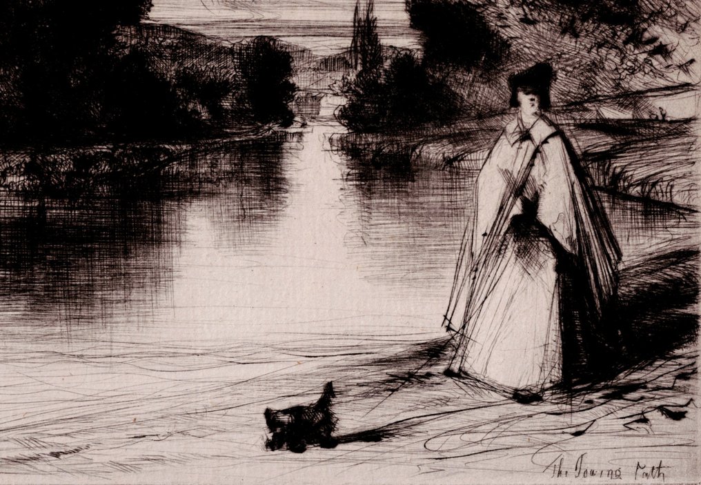 Francis Seymour Haden (1818-1910) - The Towing Path - Handsigned -  1864  #4.3