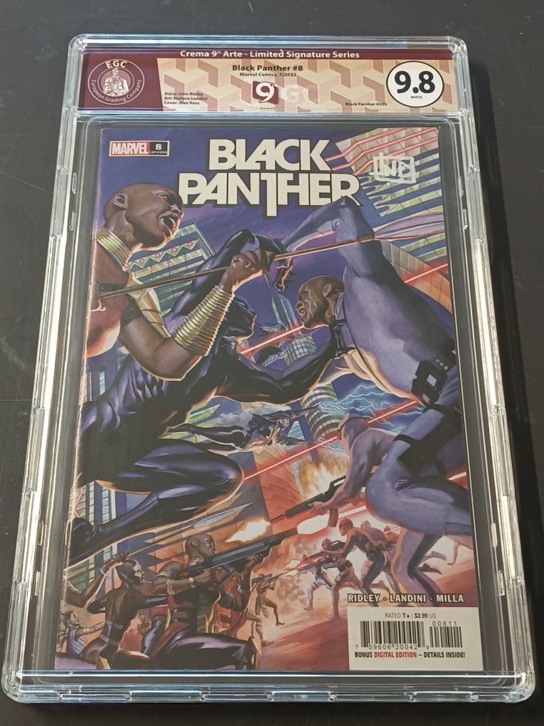Black Panther (Vol. 8) #8 - EGC 9.8 - Custom Label - Signed by Stefano Landini - 1 Signed graded comic - Prima edizione - 2022 #1.0