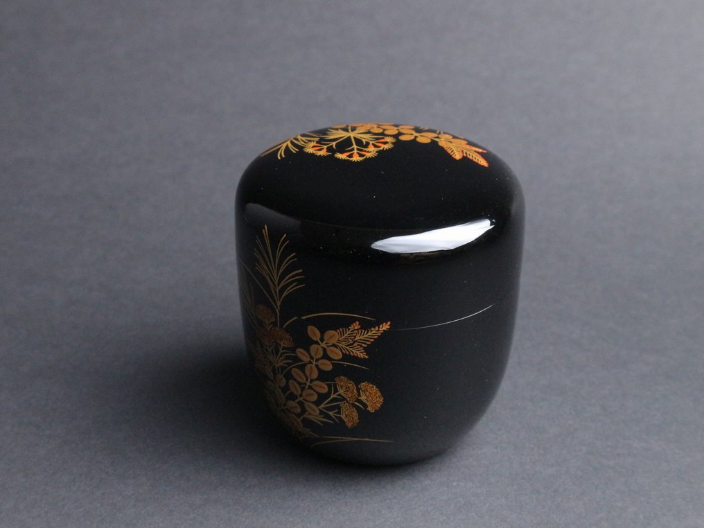Natsume - Tea Caddy di Yamazaki Geishu (山崎迎舟) – Maki-e Autumn Grass con interno in argento - Nessuna riserva #3.2
