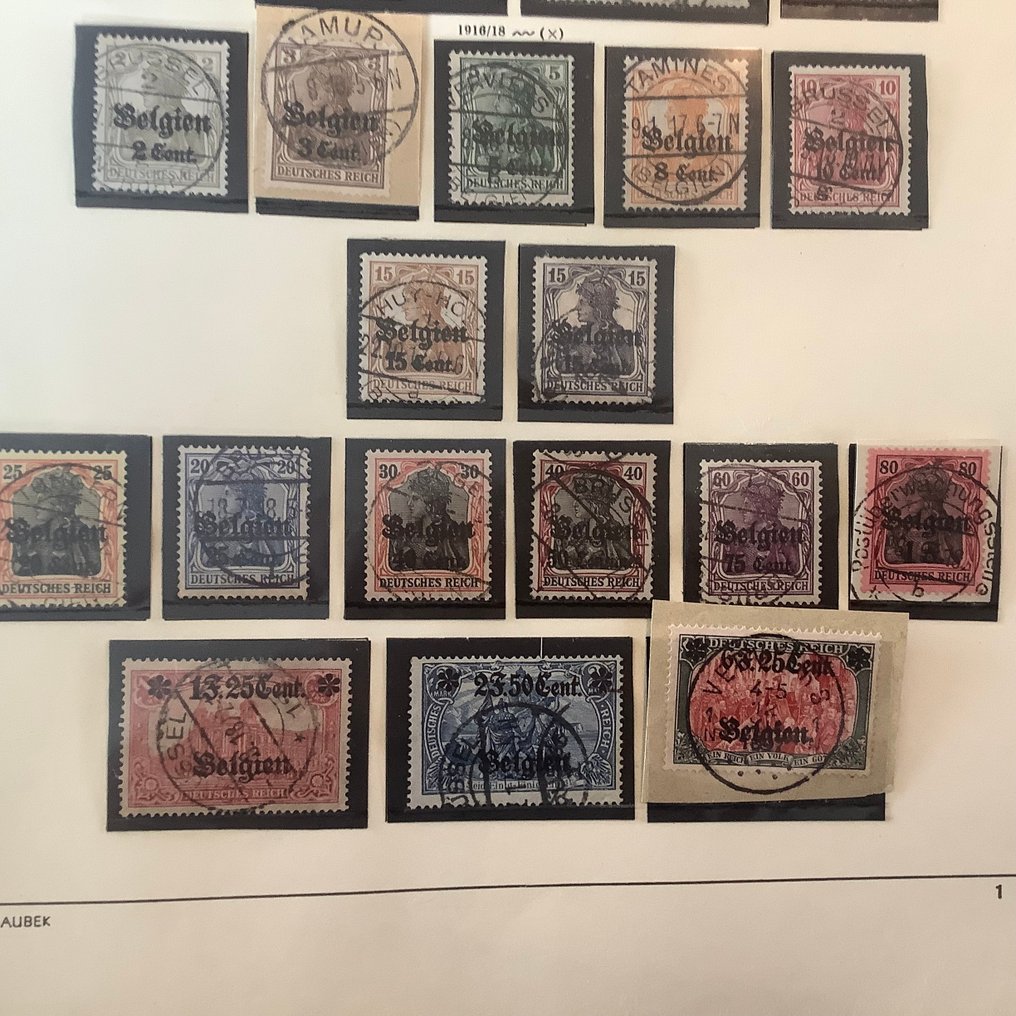 德意志帝国-占领比利时(1914-1918)(“后方”) 1914/1918 - 比利时的完整邮政集邮和西段阶段,带有中央邮戳 - Michel 1/25 en 1/12 #3.2